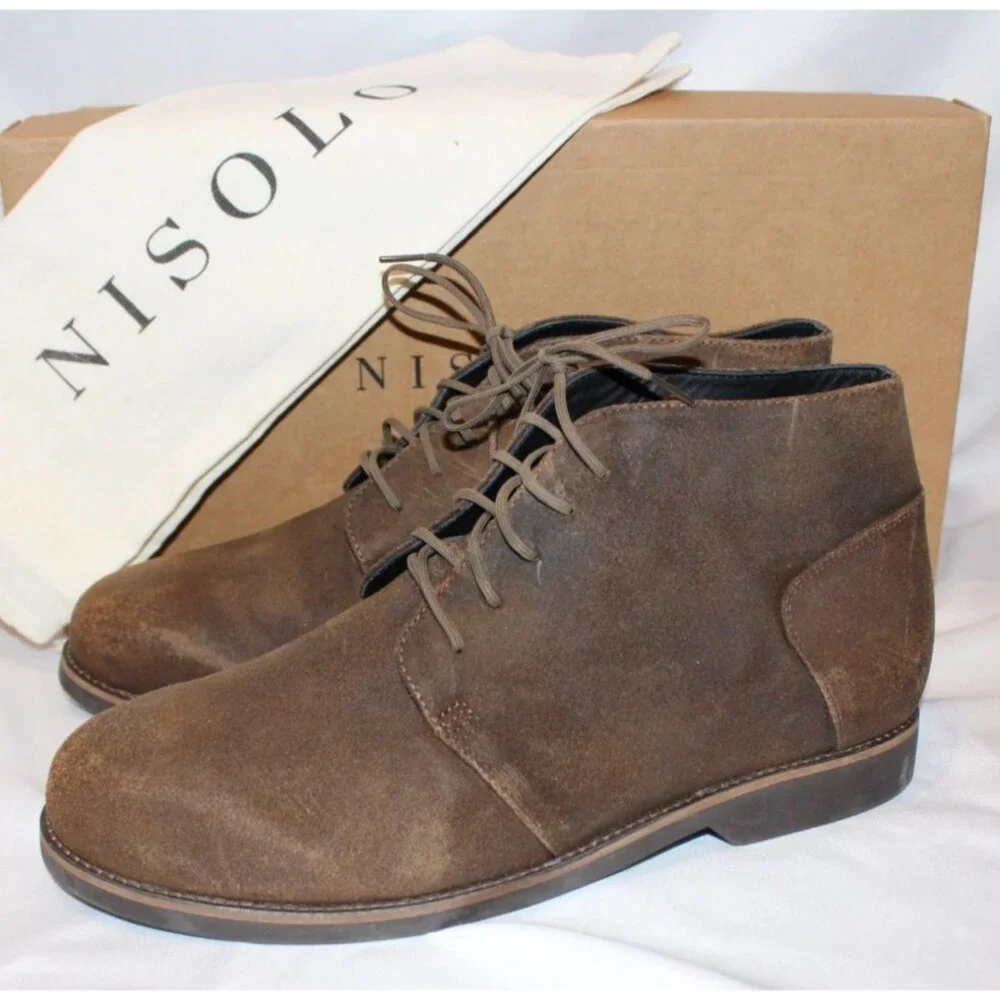 NISOLO MEN'S DAYTRIPPER CHUKKA LEATHER BOOTS WAXED BROWN SZ 10 NIB‎
